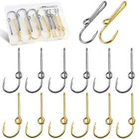 Orootl Jdxy49-fish Fishing Hooks Hat Pins 12pcs High Carbon Steel Fish Hook Mixed-12pcs
