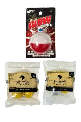 Outdoor Angler And The Original 746239080740 2 Bags Smiley Face Bobber 1 Glow - New