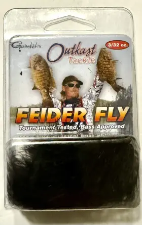 Outkast Tackle 027829990435 Feider Fly Hook 3/32- 2 Pack Black Marabou Gamagatzu Keeper