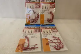 Owner 054831000821 Offset Worm Wide Gap Red Hook 1/0 Bass Fishing 4 Pc X 6 Ea 24 Total