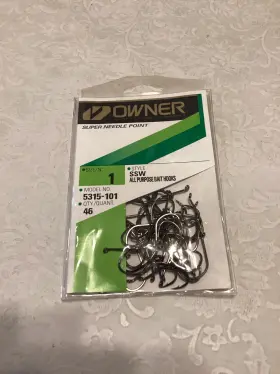 Owner 054831001071 New Package Of 46 Size 1 Ssw Model # 5315-101 All Purpose Bait Hooks