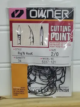 Owner 054831005789 Cutting Point Rig-n Hook Black Chrome 2/0 5337-121 Nos Pack Of 34 Hooks Owner 054831005789 Cutting Point Rig-n Hook Black Chrome 2/0 5337-121 Nos Pack Of 34 Hooks