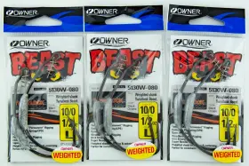 Owner 054831010226 Beast Lot Of 3 Packs 1/2oz Weighted Shank 10/0 Hooks Twistlock Cps Owner 054831010226 Beast Lot Of 3 Packs 1/2oz Weighted Shank 10/0 Hooks Twistlock Cps
