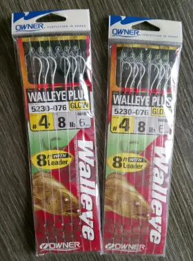 Owner 054831013166 2 Walleye Plus Glow Hook Size 4 8lb With 8ft Leader Owner 054831013166 2 Walleye Plus Glow Hook Size 4 8lb With 8ft Leader