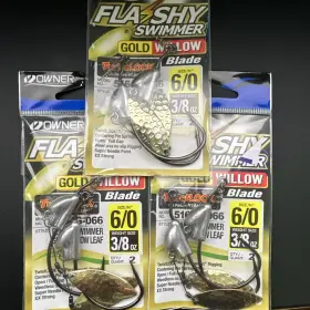 Owner 054831019922 Lot Of 3 Flashy Swimmer Hooks Gold Willow Blade Sz 6/0 Hook 3/8oz Twistloc