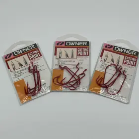 Owner 5102-133 Lot Of 3 -owner Offset Worm Wide Gap Red Fishing Hooks 5 Pack Size 3/0 Owner 5102-133 Lot Of 3 -owner Offset Worm Wide Gap Red Fishing Hooks 5 Pack Size 3/0