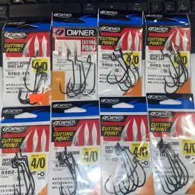 Owner 5102-141 4/0 Offset Worm Wide Gap Hooks 8 Packs Of 5 Owner 5102-141 4/0 Offset Worm Wide Gap Hooks 8 Packs Of 5