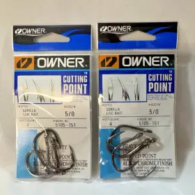 Owner 5105-151 5/0 Gorilla Live Bait Hook 4 Hooks Per Pack Set Of 2
