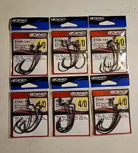Owner 5108-141 New Lot Of 6 All Purpose Softbait Hook Size 4/0 Black Chrome 4pk