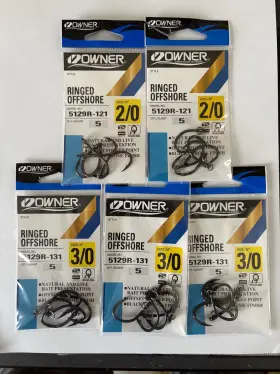 Owner 5129r Ringed Offshore Fish Hooks 2/0 2 3/0 3 - 25 Total Hooks- New Owner 5129r Ringed Offshore Fish Hooks 2/0 2 3/0 3 - 25 Total Hooks- New
