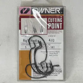 Owner 5137-141 Rigftn Hook Size 4/0 Black Chrome 5 Units - Owner 5137-141 Rigftn Hook Size 4/0 Black Chrome 5 Units -