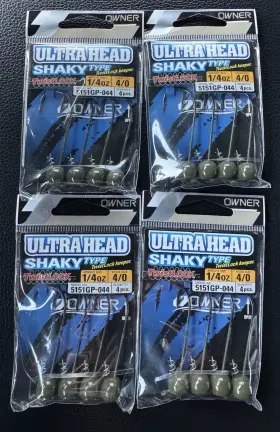 Owner 5151gp-044 4x Shaky Head Jighead Twistlock 1/4oz Greenpkn 4/0 Lot
