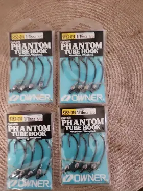 Owner 5153-014 Lot Of 4 Phantom Tube Hook 1/16oz With 5/0 Per Pack Weedless New