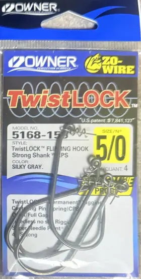 Owner 5168-156 Twistlock Hook Zo-wire 5/0 Centering Pin Spring Braid Line Proof Owner 5168-156 Twistlock Hook Zo-wire 5/0 Centering Pin Spring Braid Line Proof