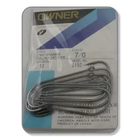 Owner 5192-171 Longshank Ballyhoo Hook Forgd 3x Strong Needle Pt Blkchr 7/0 12ct
