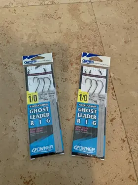 Owner 5215-111 1/0 Ghost Leader Rig 20lb 18 Inch Fluorocarbon 2 Packs