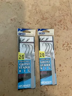Owner 5215-121 2/0 Ghost Leader Rig 30lb 18 Inch Fluorocarbon 2 Packs Owner 5215-121 2/0 Ghost Leader Rig 30lb 18 Inch Fluorocarbon 2 Packs