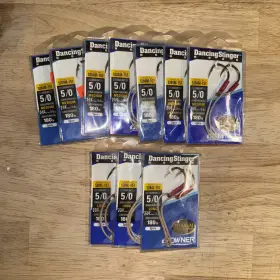Owner 5284l-157 Lot Of 10 Dancing Stinger Fishing Hooks Size 5/0 180lb Medium And Long
