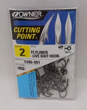 Owner 5306-091 Flyliner Live Bait Hook Welded Ring Black Chrome Size 2 46ct Owner 5306-091 Flyliner Live Bait Hook Welded Ring Black Chrome Size 2 46ct
