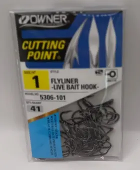 Owner 5306-101 Flyliner Live Bait Hook Welded Ring Black Chrome Size 1 41ct Owner 5306-101 Flyliner Live Bait Hook Welded Ring Black Chrome Size 1 41ct
