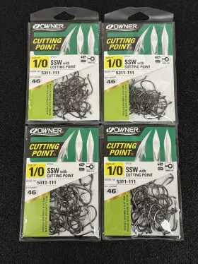 Owner 5311-111 4 Ssw All Purpose Hook 1/0 Forged Shank Up Eye Black Chrome 46/pk