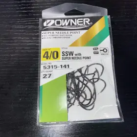 Owner 5315-141 4/0 Ssw All Purpose Hook Need Point Rev Bend Up Eye 27ct Size Owner 5315-141 4/0 Ssw All Purpose Hook Need Point Rev Bend Up Eye 27ct Size