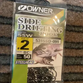 Owner 5315sd-091 Side Drifting Fishing Hook #2 Black Chrome