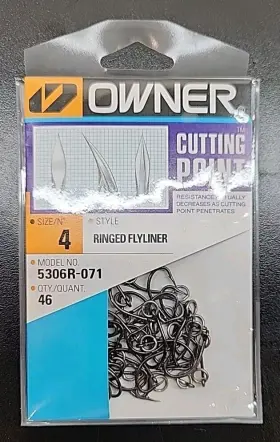 Owner 5370-141 5306-071 Special Fishing Hooks Ringed Flyliner - Hook 4/0 Qty 46