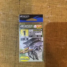 Owner American 4106-101 No Escape Barbless Hook Black Chrome Owner American 4106-101 No Escape Barbless Hook Black Chrome