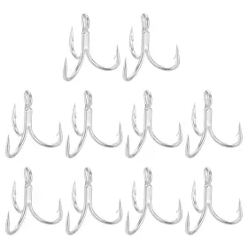 Patikil Pta240312tt000327eu 3/0# Fishing Treble Hooks 10pcs 4x Strong Fish Hook Silver Patikil Pta240312tt000327eu 3/0# Fishing Treble Hooks 10pcs 4x Strong Fish Hook Silver