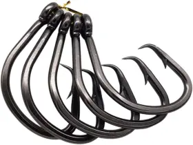 Pdxggb 729162022643 Saltwater Heavy Duty Live Bait Hook Black Nickle Coating 2/0# Pack Of 25pcs