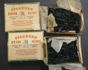 Pflueger 3121-j 2 Box Lot Fish Hooks Limerick 5/0 200 Pc. - No. Japanned Inch New