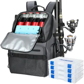 Plusinno 256996 Cooler Fishing Backpack With Rod Holders 45l Large Water-resistant