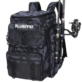 Plusinno Tep-sjbmch-02 Fishing Backpack With Rod Holders Tackle Box 42l Large Water-resistant