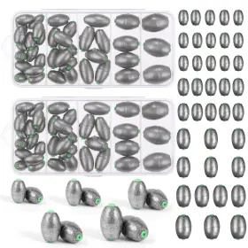 Poen Huj-poen-4050 76 Pcs Egg Sinkers Fishing Kit Removable Oval Shape For Drop Bass Wor