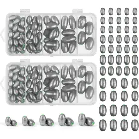 Poen Poen-iwush-3693 140 Pcs Egg Sinkers Fishing Kit Removable Oval Shape For Drop Bass Wo Poen Poen-iwush-3693 140 Pcs Egg Sinkers Fishing Kit Removable Oval Shape For Drop Bass Wo