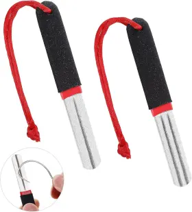 Prasacco 535614 1-lhl 2 Pcs Fish Hook Sharpeners Double Sided Diamond Red Silver Black