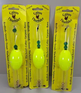 Precision Tackle 15403 Lot Of 3 Cajun Thunder Oval 2.5 Inch Weighted Yellow Float