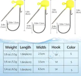 Qualyqualy 25pcs-3g 25pcs Mushroom Head Ned Rig Jig Heads Weedless Wide Gap Hook Bass Fishing Tackle