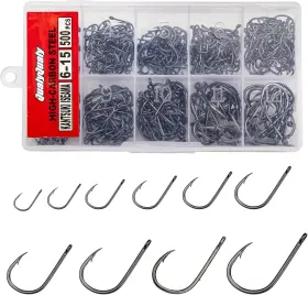 Qualyqualy 4350090423 Fishing Hooks Freshwater Saltwater 6#-15# 500pcs Qualyqualy 4350090423 Fishing Hooks Freshwater Saltwater 6#-15# 500pcs