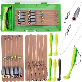 Qualyqualy 445039811853 Carolina Rigs For Fishing- 10pcs Ready Tied Rig Kit Bass Fishing Fr