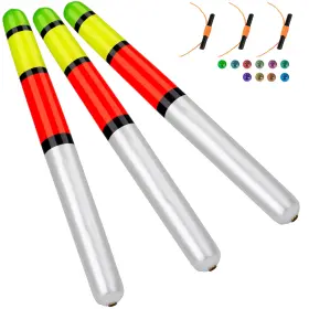 Qualyqualy P01-yupiao-mugun-7in-3pcs Fishing Floats Weighted Catfish Pole High Visibility Wood Fishi Qualyqualy P01-yupiao-mugun-7in-3pcs Fishing Floats Weighted Catfish Pole High Visibility Wood Fishi