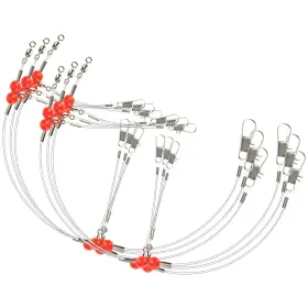 Rainflow Lzh43-fishing 6 Pcs 2-arm Fishing Leaders With Swivels - Stainless Steel And Red Rainflow Lzh43-fishing 6 Pcs 2-arm Fishing Leaders With Swivels - Stainless Steel And Red