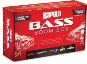 Rapala 022677367736 Bass Boom Box Fishing Kit With 7 Curated Lures And Bonus Item Featuring
