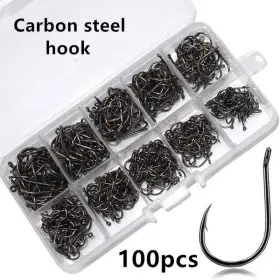 Rapidroo-shop 313050422488 100pcs/box #3 #12 High Carbon Steel Hooks Sport Circle Silver Fishing