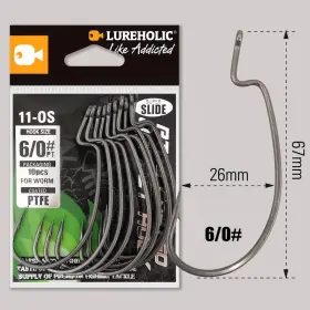 Rapidroo-shop 445033563581 Ptfe Super Slide Offset Hook Worm Texas Rig Drop Shot Stainless Steel