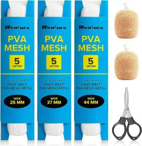 Realure 313040150179 3 Pcs 5m Fishing Pva Mesh Refill 25/37/44mm Wide Carp