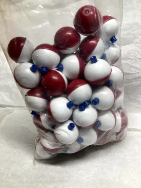 Rebelfin 032413228337 2 Inch 51mm - Red And White Round Fishing Bobbers Floats Usa Made 25/bag