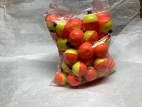 Rebelfin Pb5f 1.5 Inch 38mm - Orange And Yellow Round Fishing Bobbers Floats Usa Made 50/bag