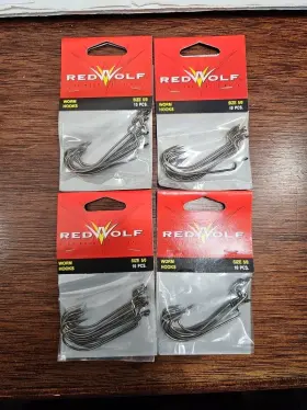 Red Wolf Rwhw5/0 4 Packs Of 10 Worm Soft Baits Fishing Fish Hooks Size 5/0 #